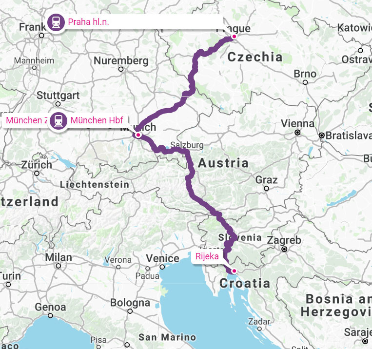 Kde staví vlak v Chorvatsku?